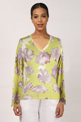 Lemon Floral Cashmere Silk Sweater Lemon Floral Cashmere Silk Sweater