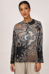 Black & Brown Paisley Cashmere Silk Sweater Black & Brown Paisley Cashmere Silk Sweater