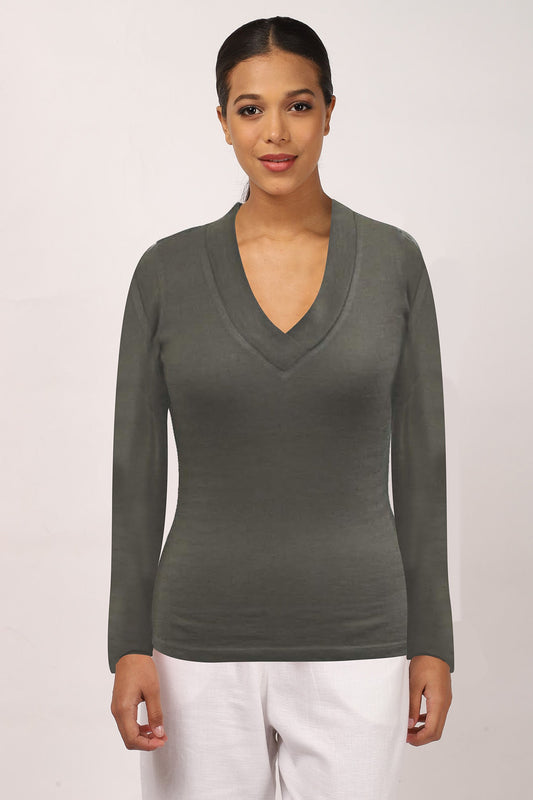 Olive Cashmere Silk Sweater