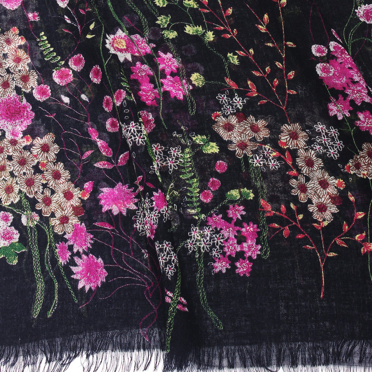 Night of Wildflowers Silk Cashmere Scarf