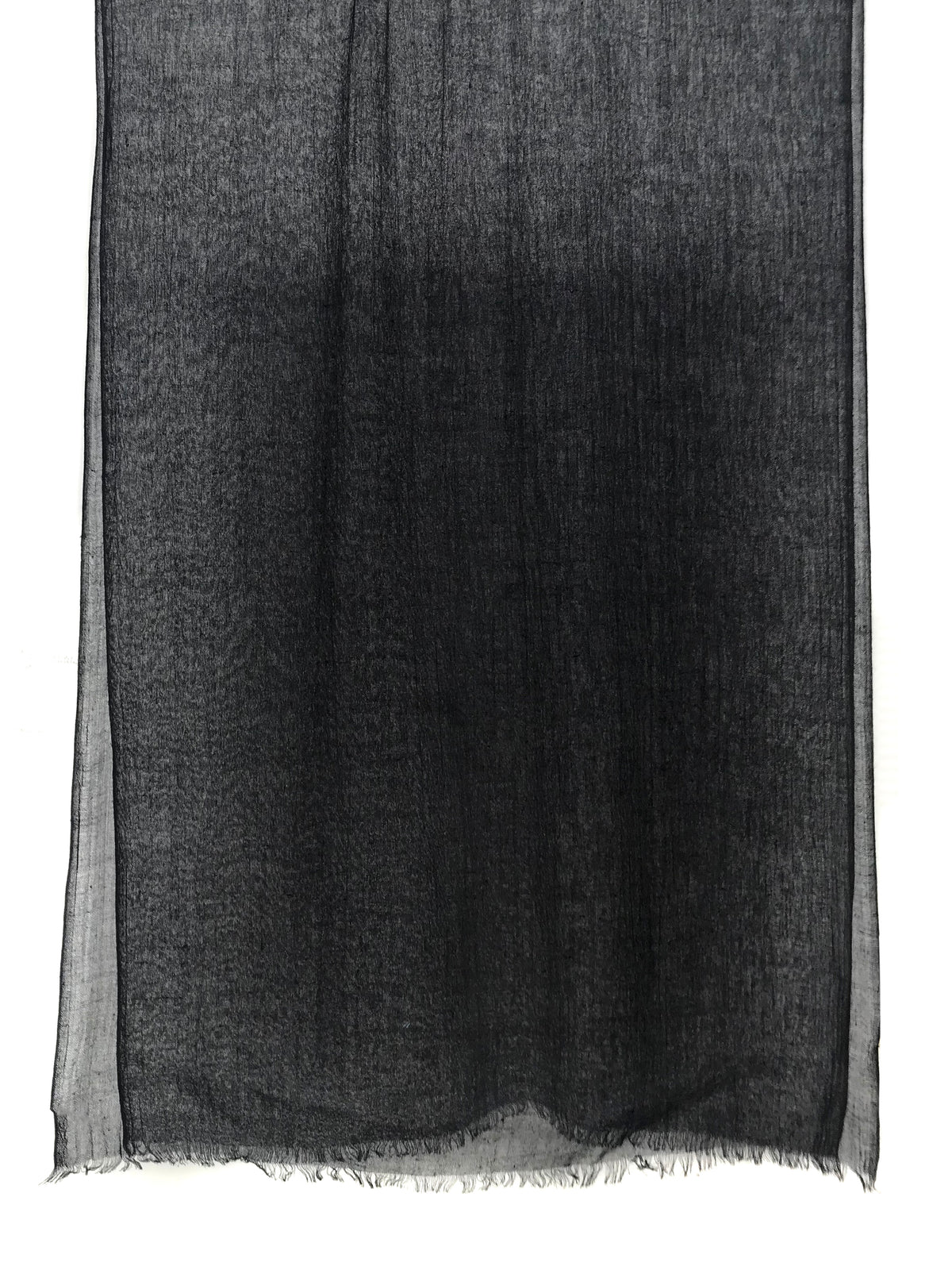 Solid Black Silk Wool Linen Cashmere Scarf