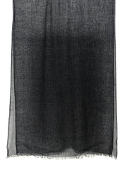 Solid Black Silk Wool Linen Cashmere Scarf