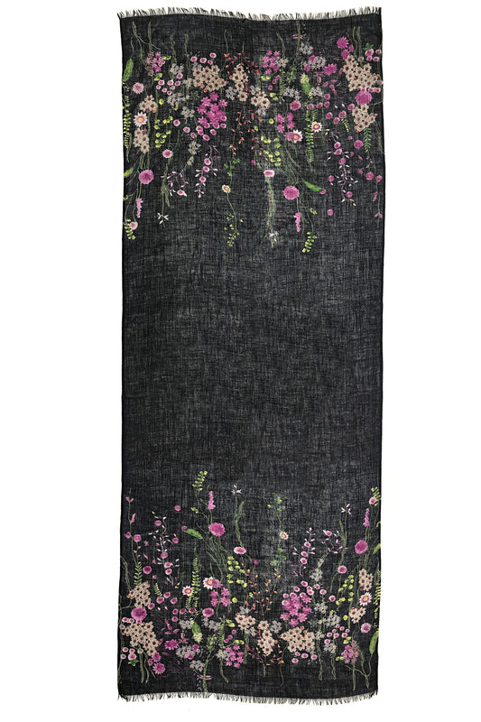 Night of Wildflowers Silk Cashmere Scarf