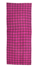 Fuchsia and Black Silk Wool Cashmere Scottish Plaid Scarf