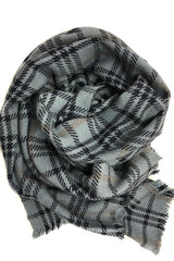 Black and Blue smog Silk Wool Cashmere Scottish plaid Scarf