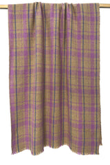 Ochre and Mauve Silk Wool Cashmere Scottish plaid Scarf