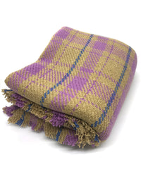 Ochre and Mauve Silk Wool Cashmere Scottish plaid Scarf