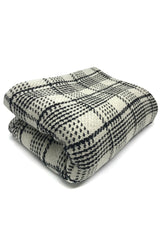 Black and White Silk Wool Cashmere Scottish plaid Scarf