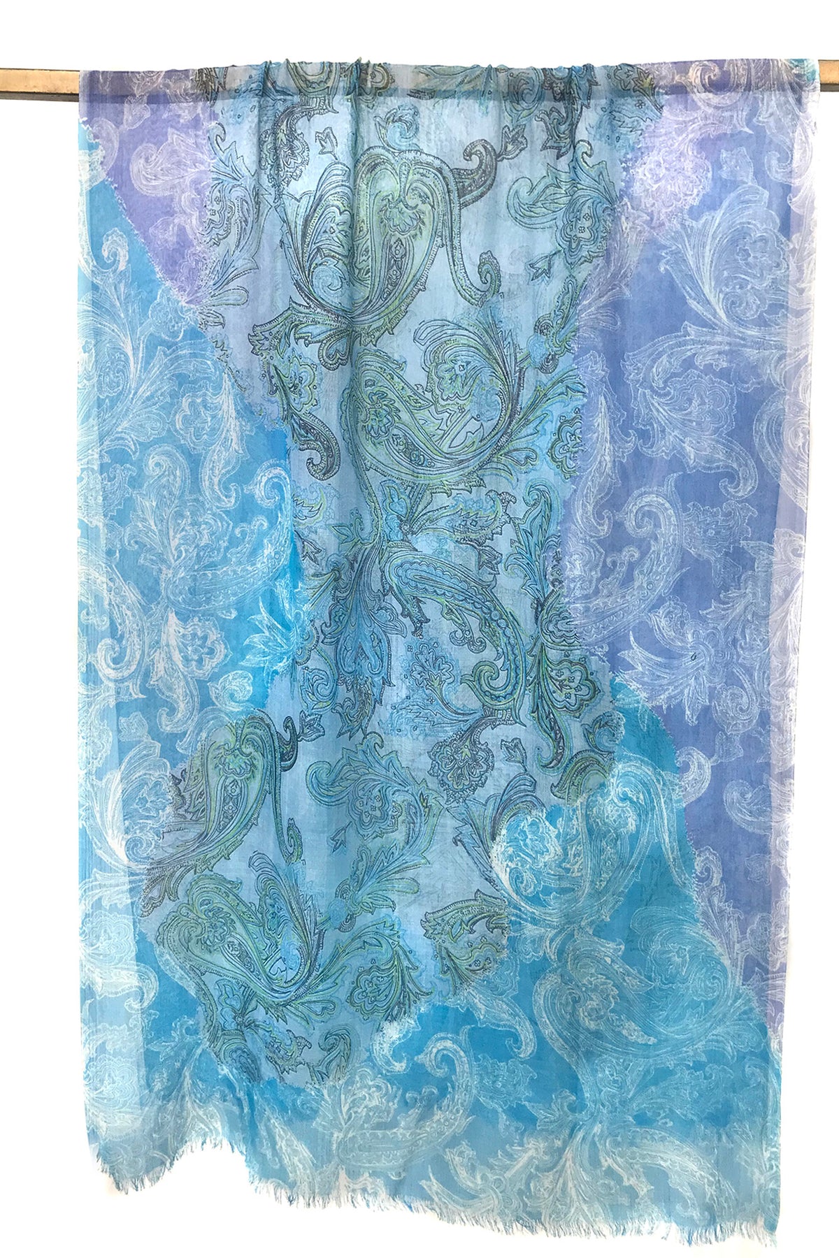 Shades of Purple and Blue Silk Cashmere Scarf