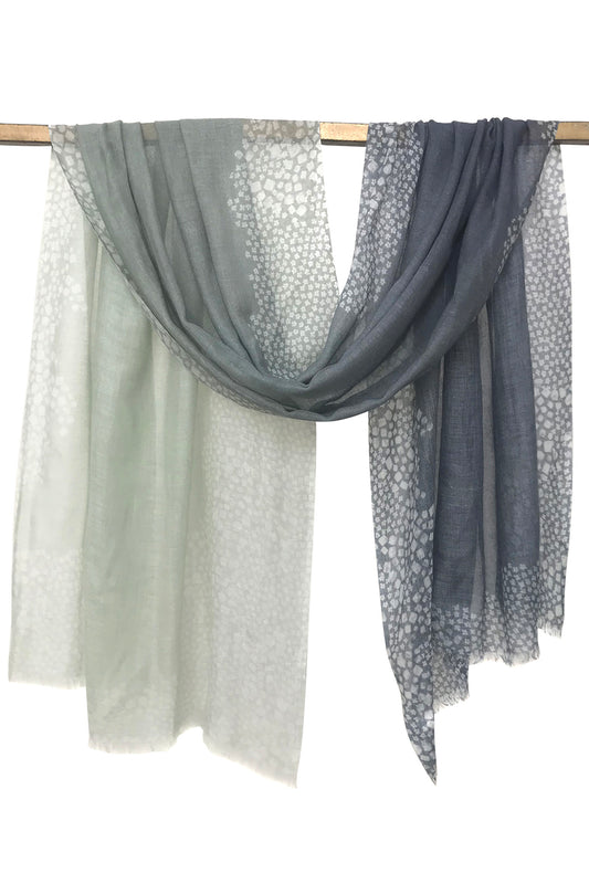 Ombre Grey & Mint-Green Contemporary Silk Cashmere Scarf