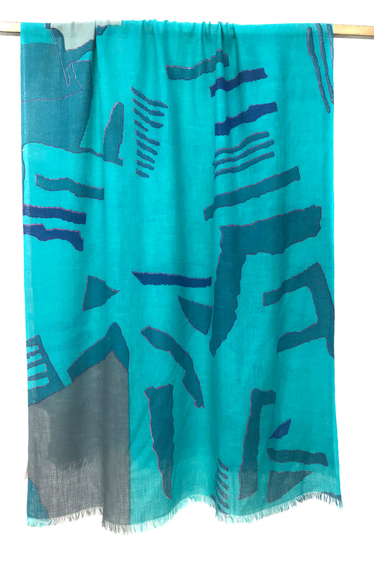 Abstract Vibrance Silk Cashmere Scarf