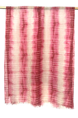 Shibori Petal Red and Ivory Silk Cashmere Scarf