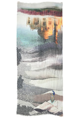 Multicolor Embroided Linen Scarf