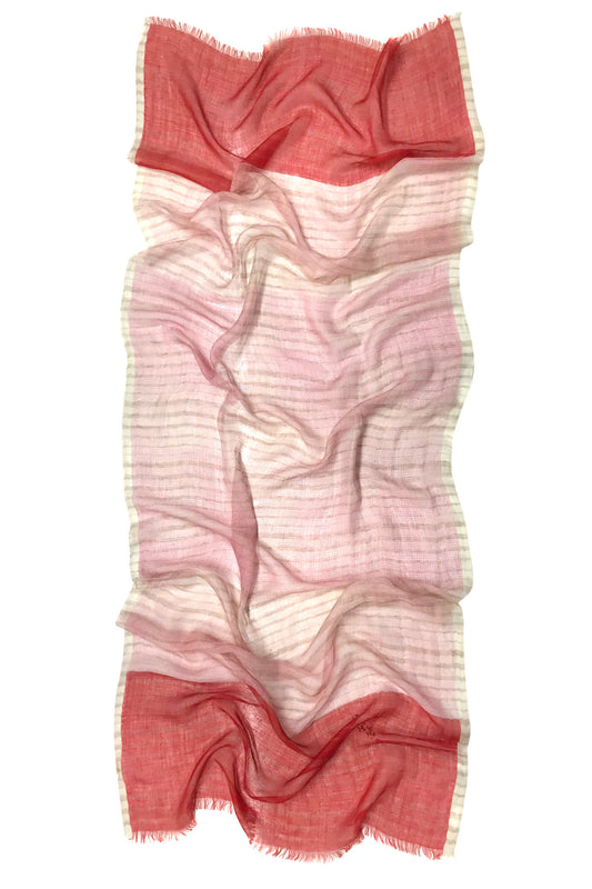 Shaded striper Pink & Red Silk Cashmere Scarf