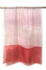 Shaded striper Pink & Red Silk Cashmere Scarf