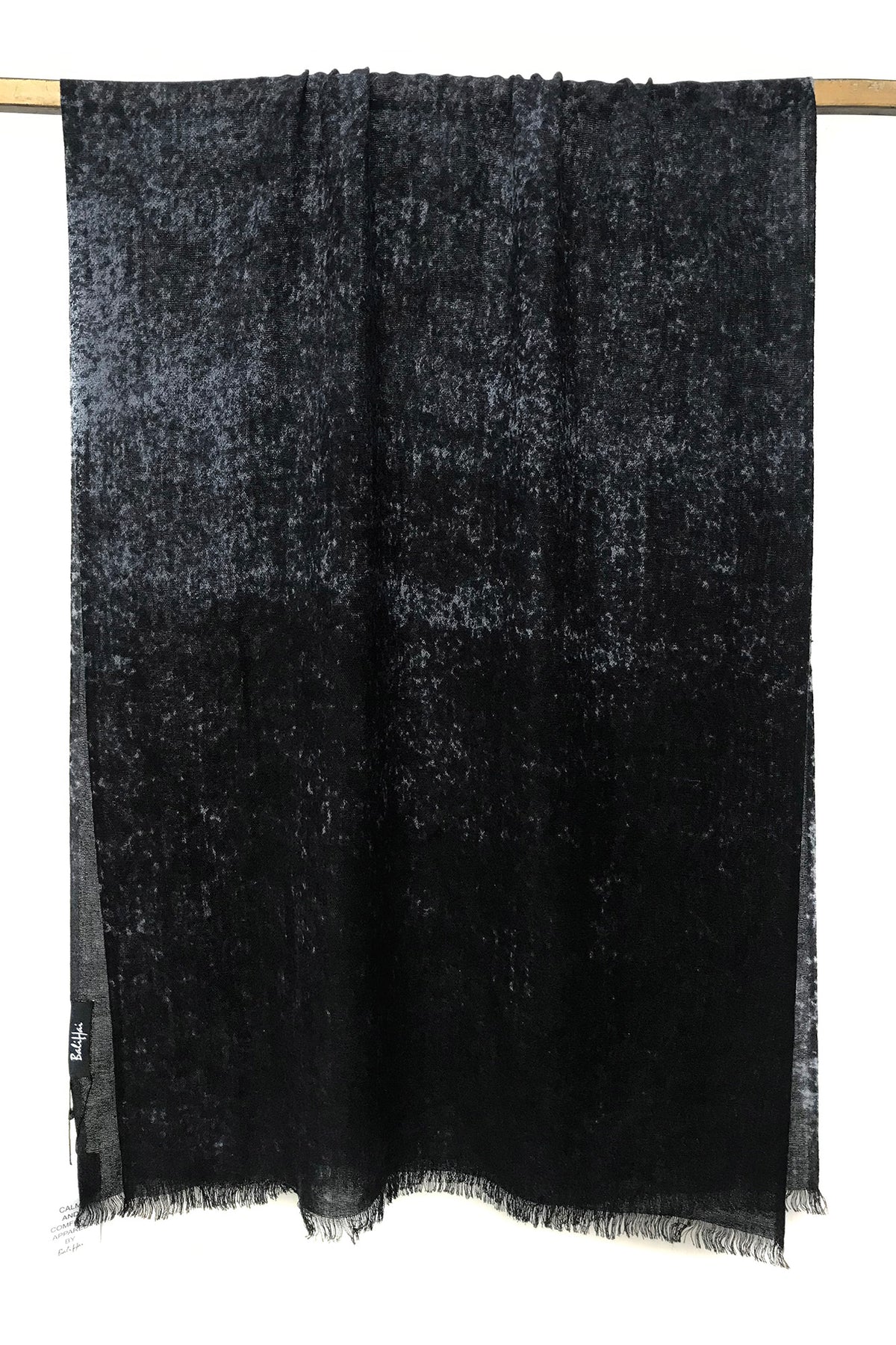 Black Silk Wool Cashmere Gauge Scarf