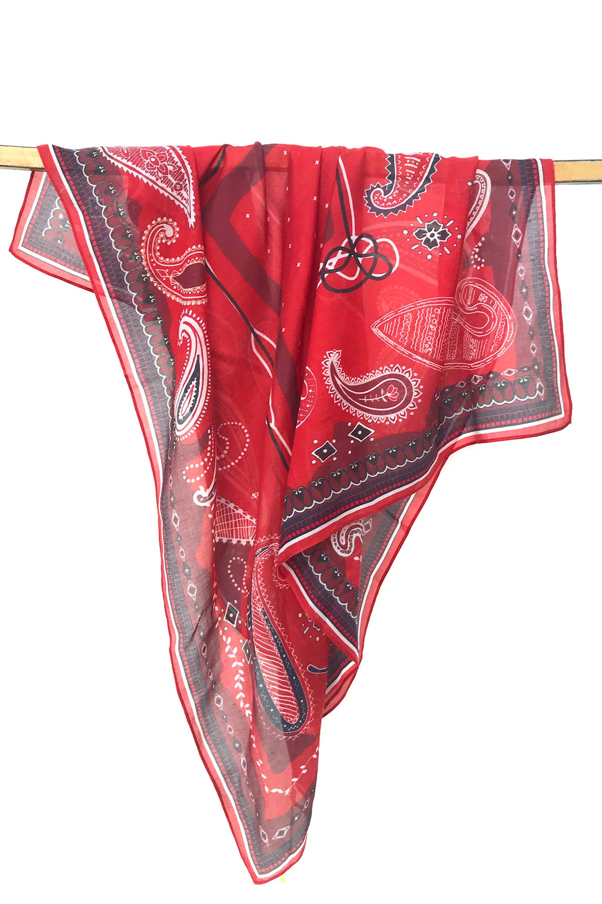 Scarlet Paisley Cotton Silk Scarf