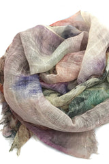 Watercolour Botanical Silk Linen Cashmere Scarf