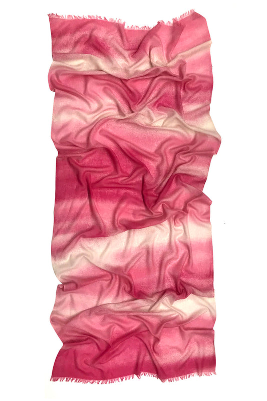 Pink Ombre Contemporary Silk Cashmere Scarf