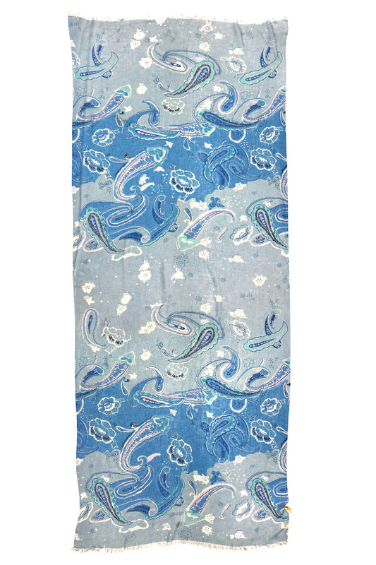 Shades of Blue Paisley Scarf