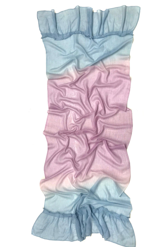 Frills and fancies Lavender and Blue Silk Cashmere Scarf