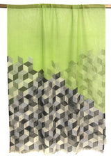 Tessalations on Green & Grey Contemporary Silk Cashmere Scarf