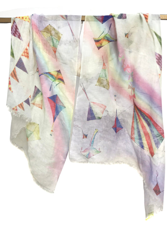 Kites Silk Linen Scarf