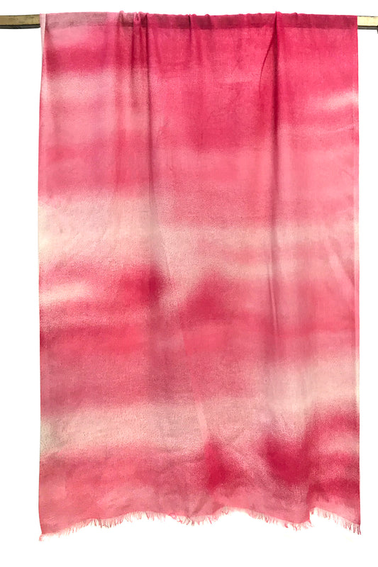 Pink Ombre Contemporary Silk Cashmere Scarf