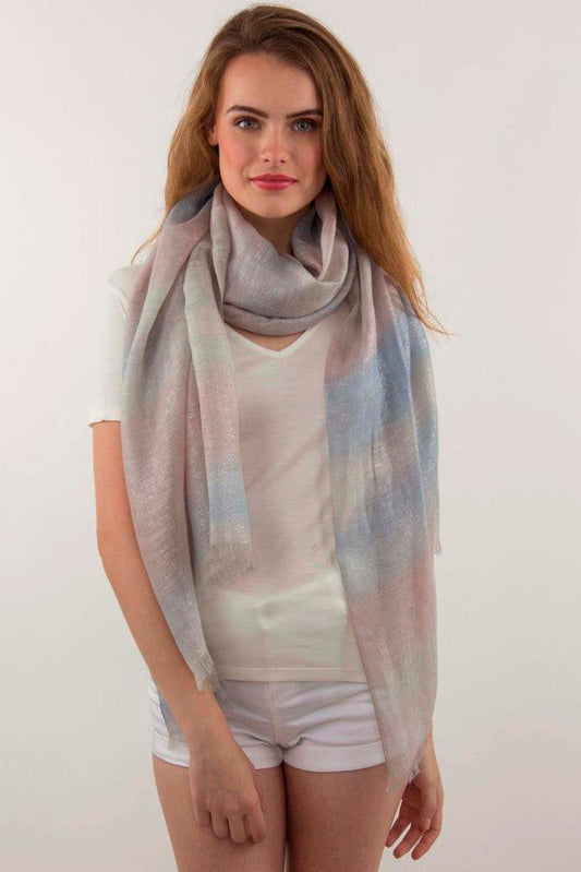 Grey Ombre Contemporary Silk Linen Cashmere Scarf