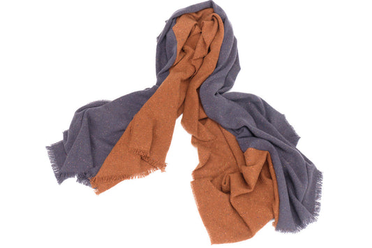 Orange & Grey Silk Wool Cashmere Scarf