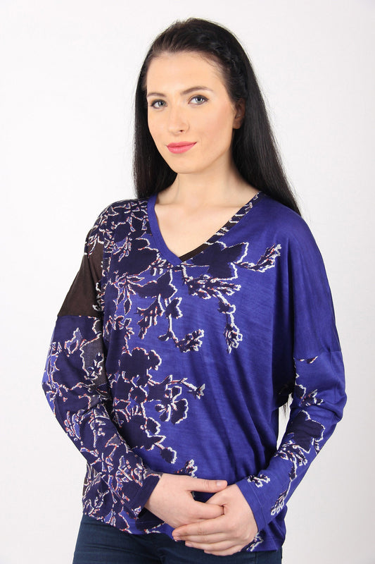 Violet Floral Silk Sweater